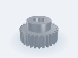 Model 3D: Koło zębate – Stal S355J2 – m3, z30, Ø zewn. 96,0 (Ø podz. 90,0) × 30 mm, otwór Ø30, piasta Ø60 × 20 (ZMN-68LH-GUI1)