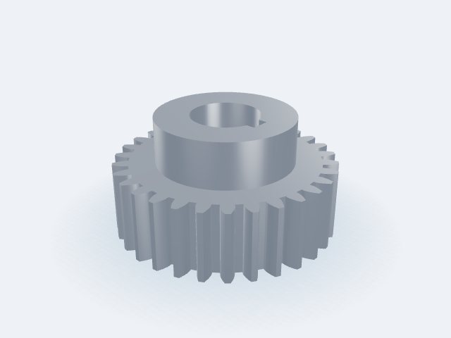 Model 3D: Koło zębate – Stal S355J2 – m3, z30, Ø zewn. 96,0 (Ø podz. 90,0) × 30 mm, otwór Ø30, piasta Ø60 × 20 (ZMN-68LH-GUI1)