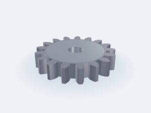 Model 3D: Koło zębate – Stal 40HM+QT (ulepszona) – m14, z17, Ø zewn. 266,0 (Ø podz. 238,0) × 50 mm, otwór Ø50 (ZMN-CO78-E5O0)