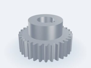 Model 3D: Koło zębate – Stal S355J2 – m3, z30, Ø zewn. 96,0 (Ø podz. 90,0) × 30 mm, otwór Ø30, piasta Ø60 × 25 (ZMN-FZDW-EIMG)