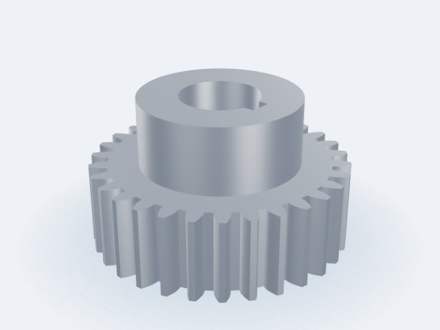 Model 3D: Koło zębate – Stal S355J2 – m3, z30, Ø zewn. 96,0 (Ø podz. 90,0) × 30 mm, otwór Ø30, piasta Ø60 × 25 (ZMN-FZDW-EIMG)