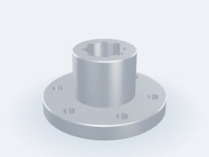 Model 3D: Piasta – Stal 40H (41Cr4) – kołnierz Ø120 × 15, piasta Ø60, L 60 mm, otwór Ø35 z wielowypustem 8×36×42 ISO 14, 6 × Ø11 na PCD 95 (ZMN-KIJV-S4GV)
