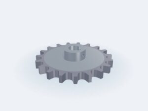 Model 3D: Koło łańcuchowe – Stal C45 – 16B (1"), z19, Ø zewn. 167,5 (Ø podz. 154,3) mm, otwór Ø25, piasta Ø50 × 20, 1 × M6 promieniowo w piaście (ZMN-KV1S-SX58)