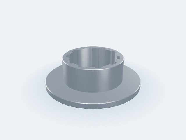 Model 3D: Piasta – Stal 40H (41Cr4) – kołnierz Ø200 × 12, piasta Ø125, L 60 mm, otwór Ø100 z wielowypustem 10×102×112 ISO 14 (ZMN-LQIN-5N8J)