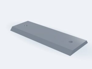 Model 3D: Nóż – Stal narzędziowa NC6 – 206 × 79 × 10 mm, ostrze 2 × 50°, 2 × Ø10 (ZMN-P5H9-9W1T)