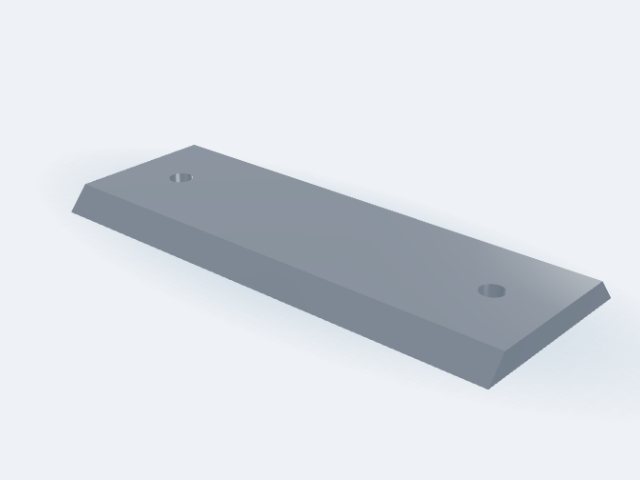 Model 3D: Nóż – Stal narzędziowa NC6 – 206 × 79 × 10 mm, ostrze 2 × 50°, 2 × Ø10 (ZMN-P5H9-9W1T)