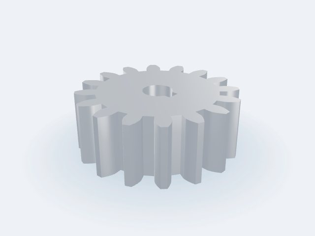 Model 3D: Koło zębate – Aluminium PA6 (2017A) – m3, z16, Ø zewn. 54,0 (Ø podz. 48,0) × 20 mm, otwór Ø10 (ZMN-UGRW-2OB4)