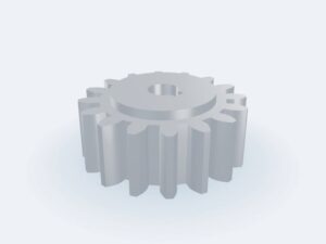 Model 3D: Koło zębate – Aluminium PA6 (2017A) – m3, z16, Ø zewn. 54,0 (Ø podz. 48,0) × 20 mm, otwór Ø10, piasta Ø34 × 3 (ZMN-Y1KR-EOJJ)