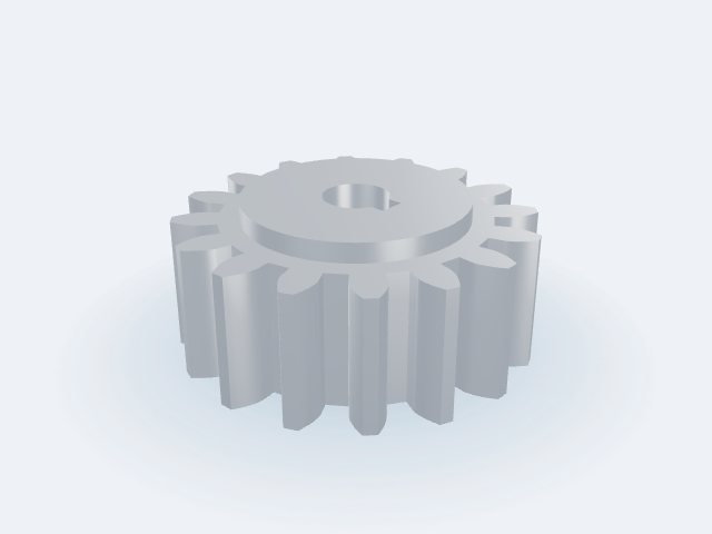 Model 3D: Koło zębate – Aluminium PA6 (2017A) – m3, z16, Ø zewn. 54,0 (Ø podz. 48,0) × 20 mm, otwór Ø10, piasta Ø34 × 3 (ZMN-Y1KR-EOJJ)